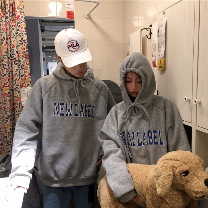 Winter students' loose class clothes with plush hoodies