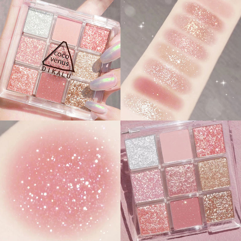 Net red transparent nine color eye shadow ins super fire pearl powder