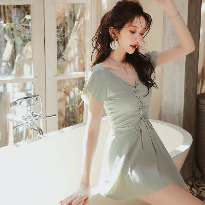 New swimsuit fairy fan cover belly show thin one piece