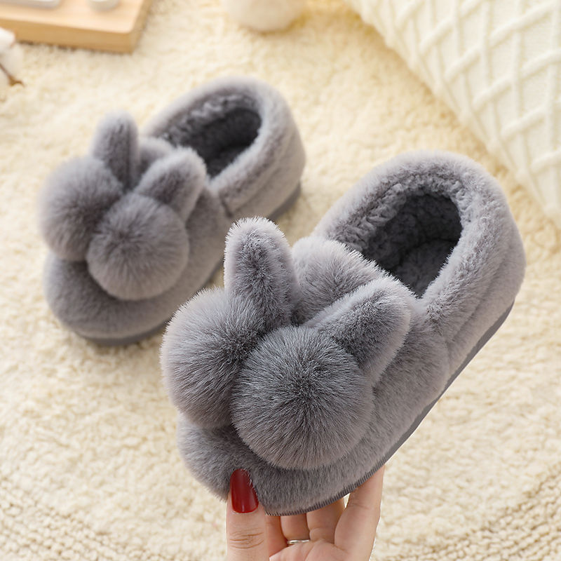 Children's Cotton Slippers New Winter style boys and girls' indoor antiskid wool Plush warm bag heel