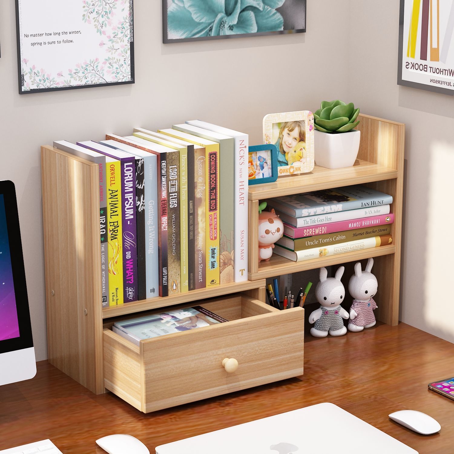 Simple desktop children's bookshelf desk storage rack office desk storage rack student storage rack bay window