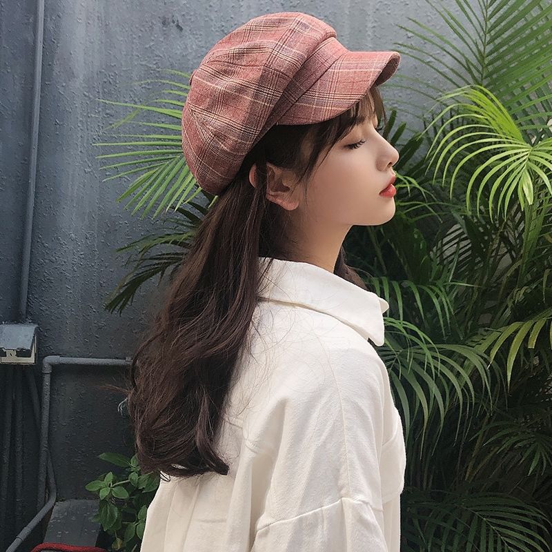 Japanese style Plaid Berets for four seasons