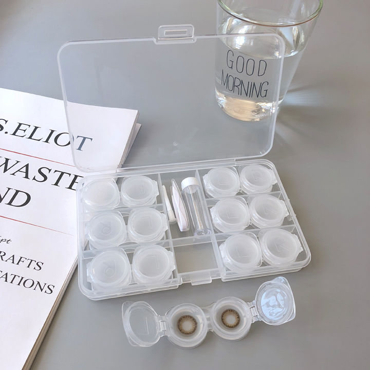 Meitong multi pack transparent Meitong companion box contact lens box five pack press large capacity storage box
