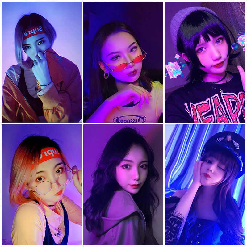 Net red LED colorful atmosphere atmosphere socket socket night light tiktok with the same purple blue background personality photo lamp