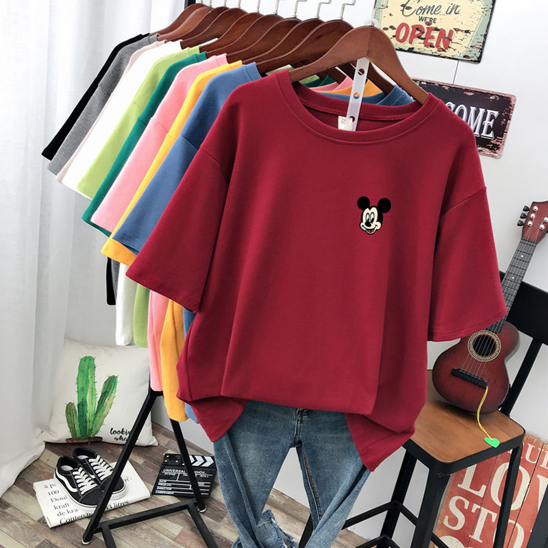 Large women's 200 kg fat mm Mickey T-shirt women's short sleeve summer loose and thin cover belly cotton half sleeve top