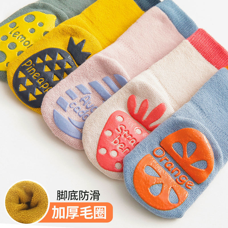Thickened baby socks long tube baby autumn and winter warm antiskid terry socks newborn children indoor walking floor socks
