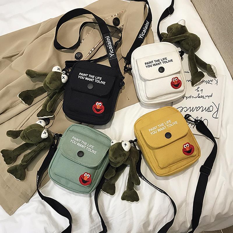 New street fashion canvas bag men's small satchel couple's shoulder bag trampy Bag Messenger Bag men's and women's ins