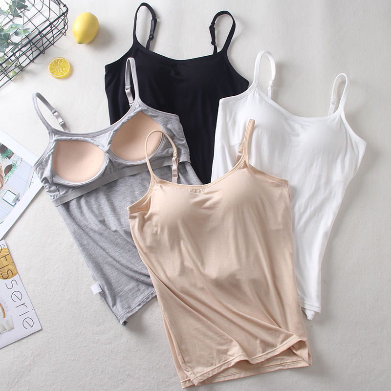 Modal padded waistcoat with small sling women's cotton solid color underlay all in one bra top summer