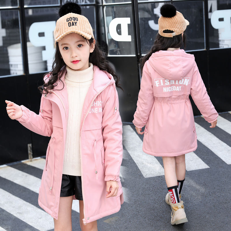Big children's autumn clothes 13-year-old children's girl's coat spring and autumn fashionable autumn and winter new style children's wear foreign style windbreaker thickened