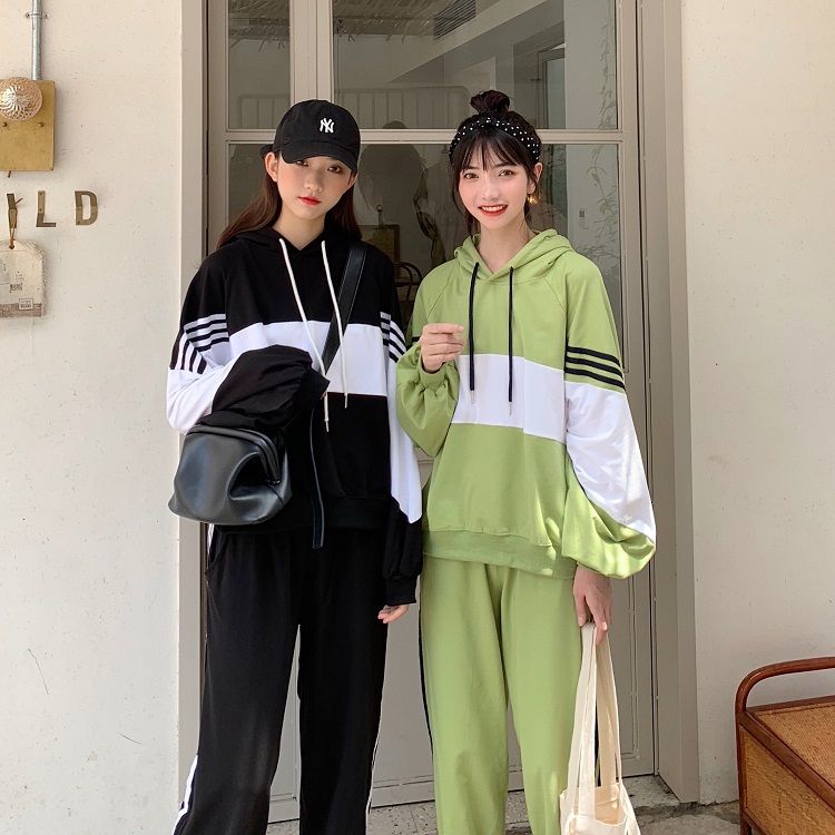 Spring women's autumn new suit leisure sports summer long sleeve pants sweater Student Korean version loose two piece set
