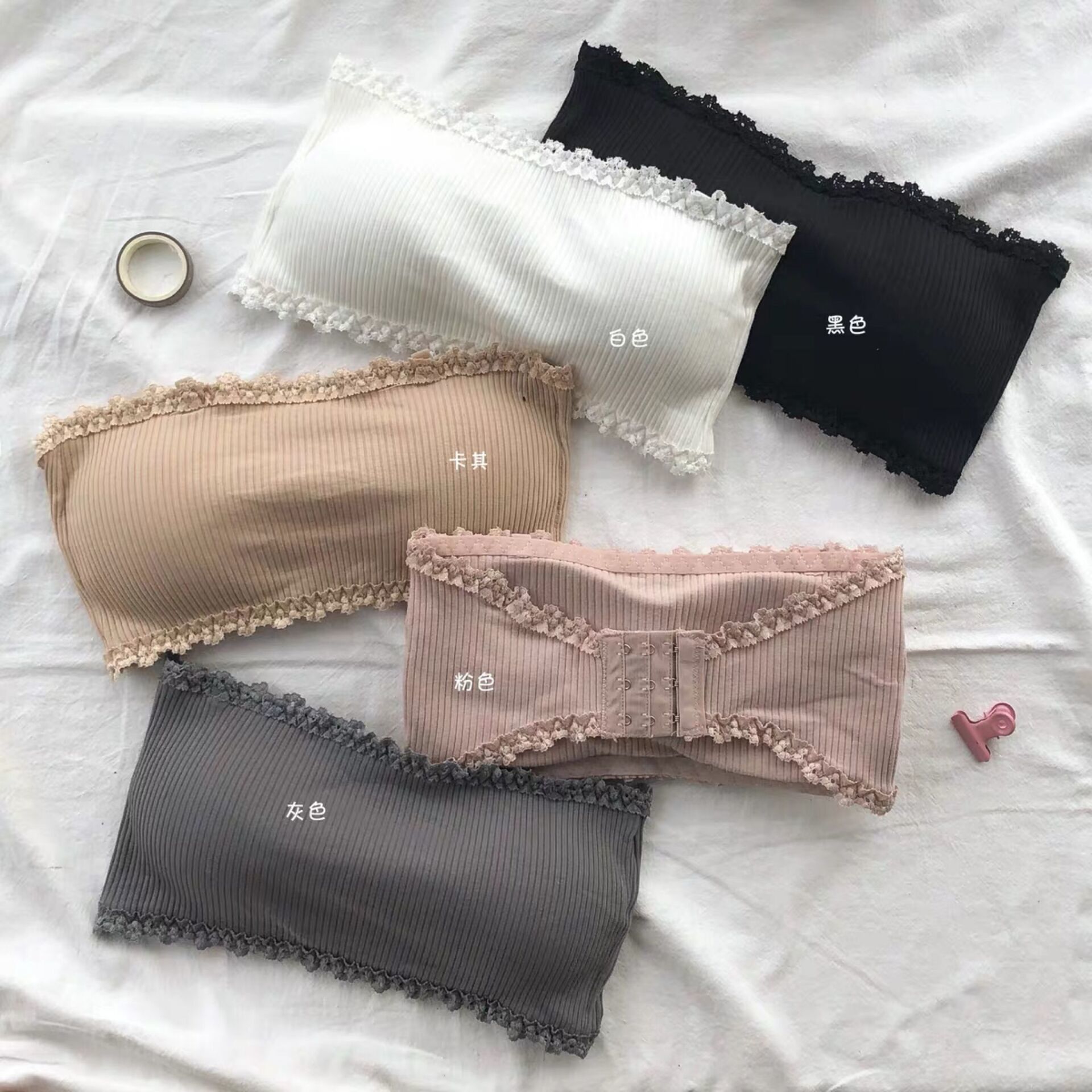 Invisible underwear women's strapless bra underwear female students Korean version of anti-wear bra