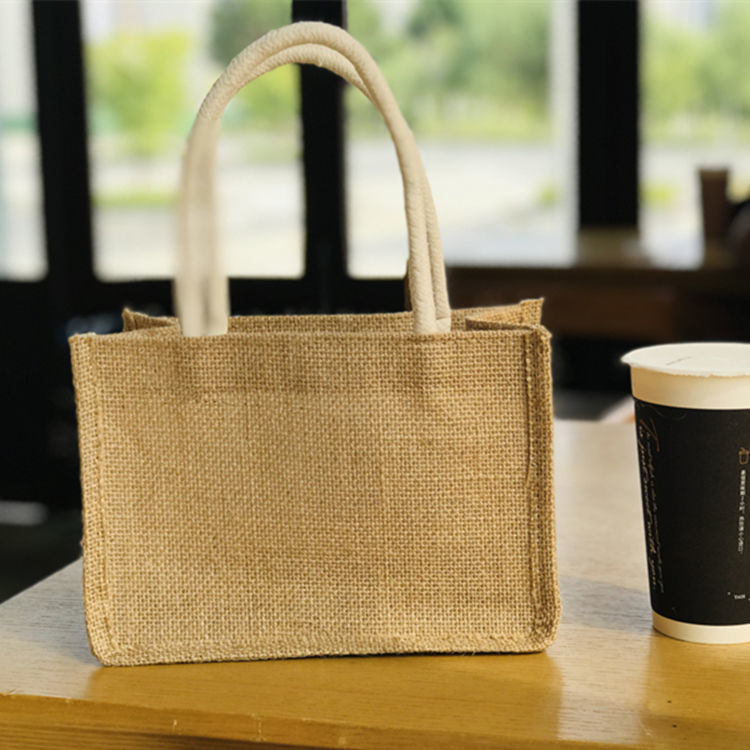 Ins wind linen gift bag carrying bag Muji environmental shopping jute storage lunch box book customized logo