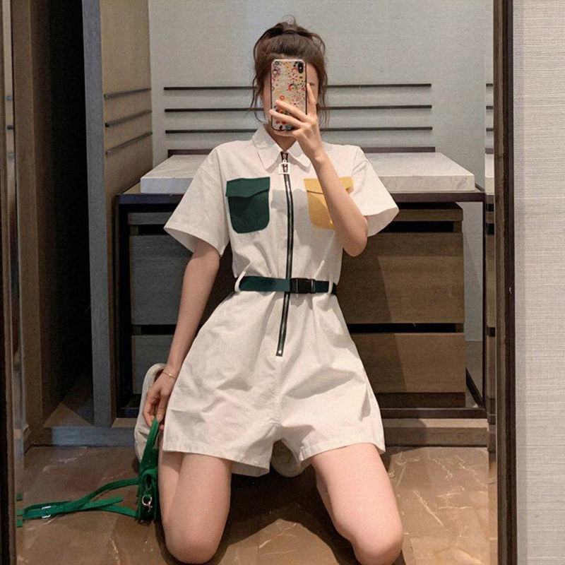 Work suit wide leg short pants suit for female students