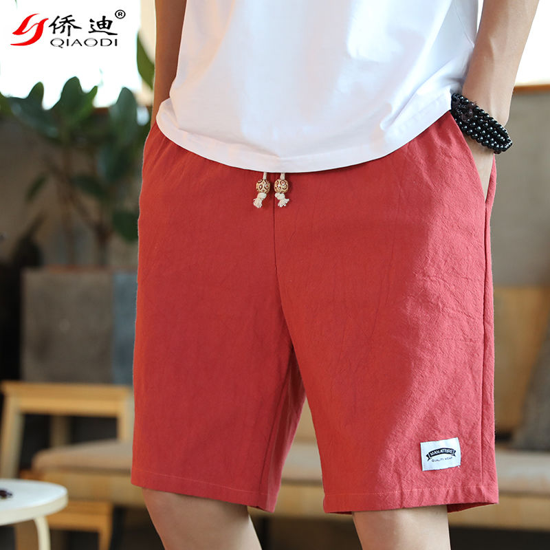 Men's shorts pure cotton casual Capris male students loose pants summer thin beach pants trendy pants