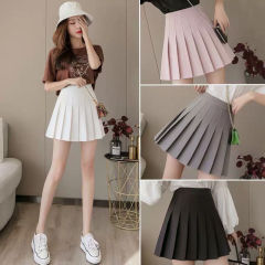 Spring skirt 2020 new high waist short skirt pleated skirt academic short skirt white large A-line pants skirt