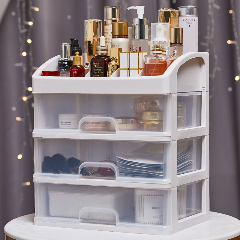 Cosmetic storage box desktop dustproof large capacity dressing box multifunctional transparent desk drawer type shelf