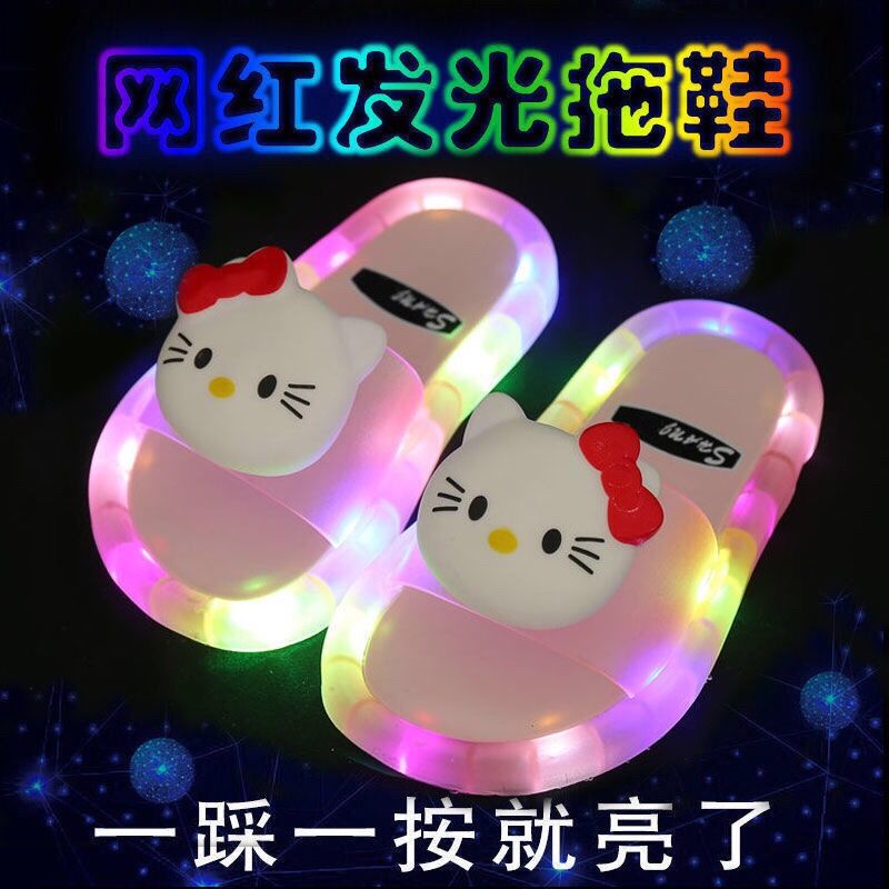 Children's slippers summer boy's luminous net red antiskid indoor and outdoor cute children's cartoon girl's sandals
