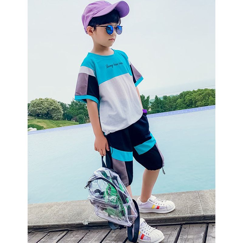 Boys' summer suit children's 8 sports 9 summer 10 short sleeve 13 boys' 12-year-old 15 boys' new 2019