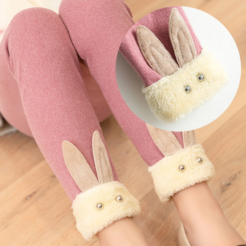 Winter girls' pants with plush thickening girls' warm children's Leggings winter sports casual pants
