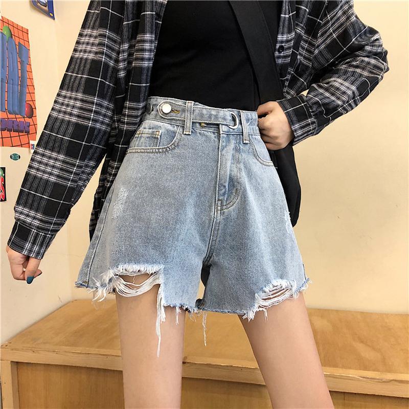 Summer new loose thin versatile pants jeans shorts women's High Waist Wide Leg hot pants