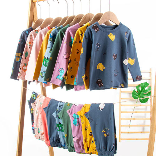 Zhongda children's pajamas set spring and autumn cotton boys' home wear underwear girls' autumn clothes baby autumn clothes and trousers