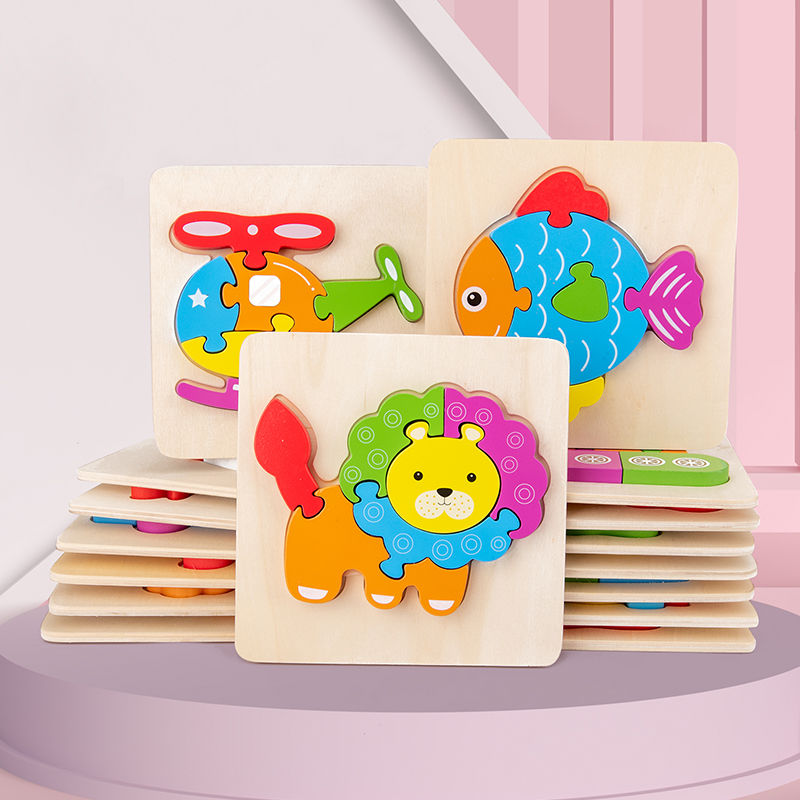 Children's jigsaw puzzle toys 1-2-3d years old three dimensional boys and girls early education benefits intelligence development baby hand grip puzzle