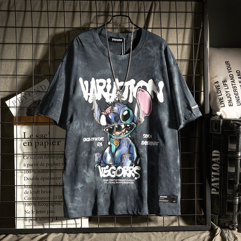 Summer new short sleeve men's T-shirt fashion brand European and American loose Stevens printed shirt fashion couple's half sleeve top