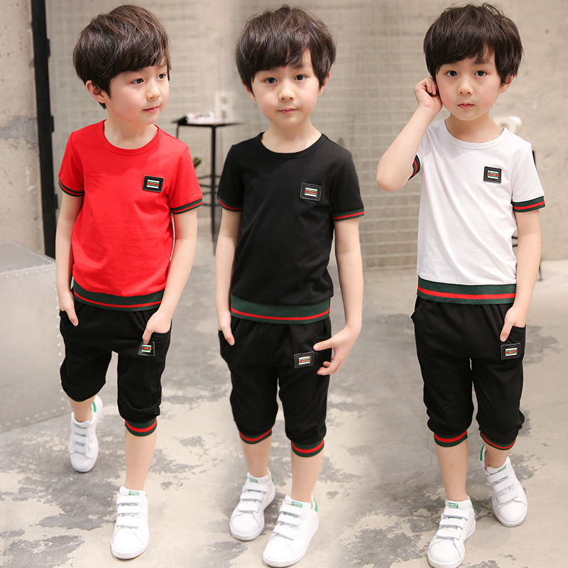 Boys' short sleeve suit 8 children's wear 7 summer 6 two piece set 5 new 4 children's wear 3 years old children's summer clothes NEW