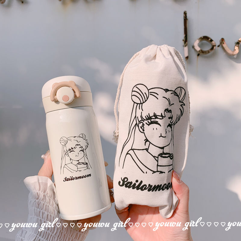 Simple beautiful girl soldier warm cup Korean version lovely stainless steel cup creative trend children's water cup