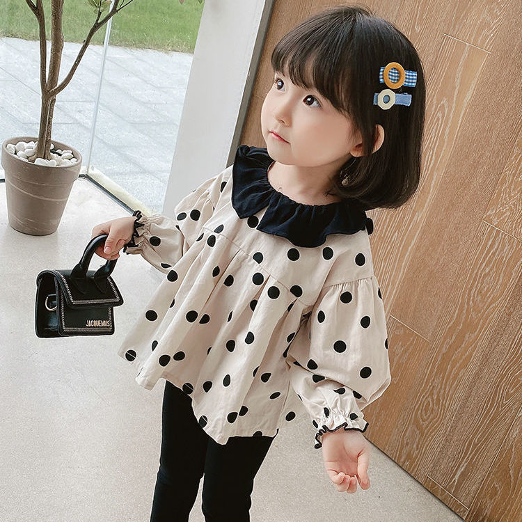 Girls' autumn dress shirt new children's dress girl's top children's foreign style Korean children's long sleeve shirt fashion