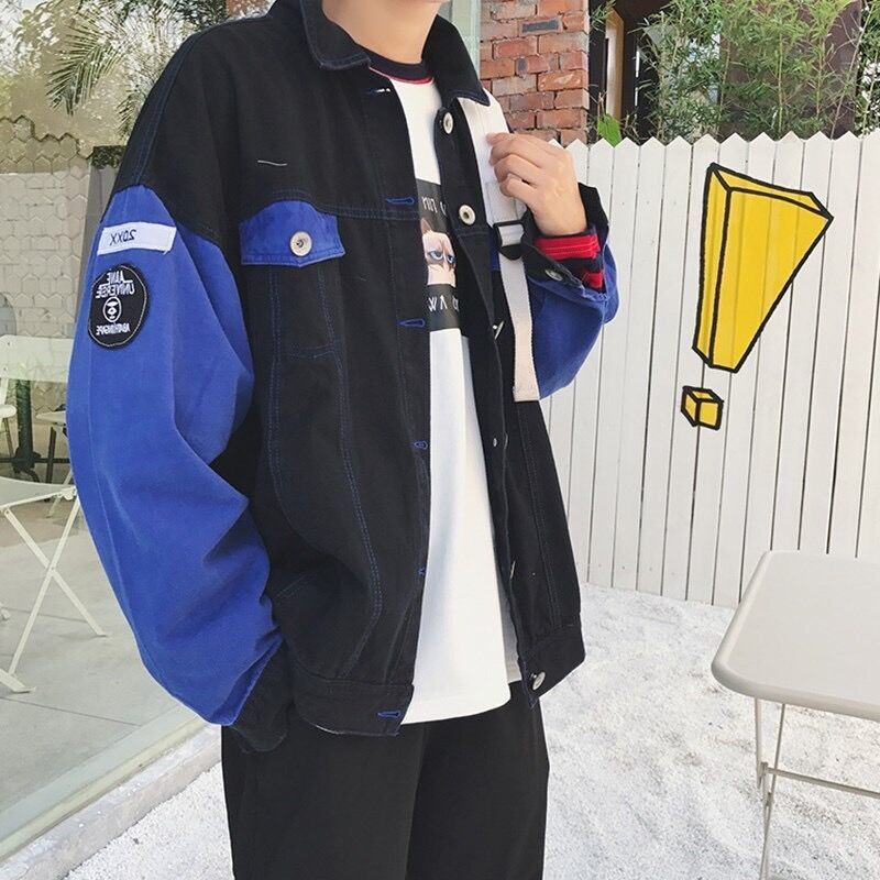 春秋季港風男士學生百搭寬鬆韓版刺繡時尚bf嘻哈牛仔夾克外套潮流
