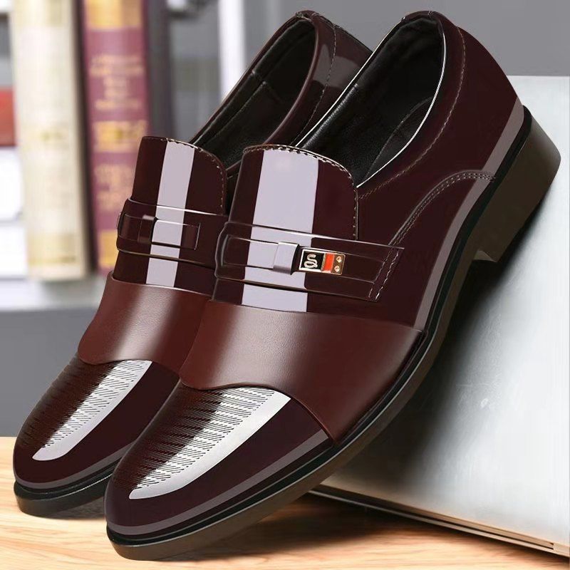 Leather shoes men's business dress shoes Korean British Pullover black casual leather shoes youth spring men's shoes trend