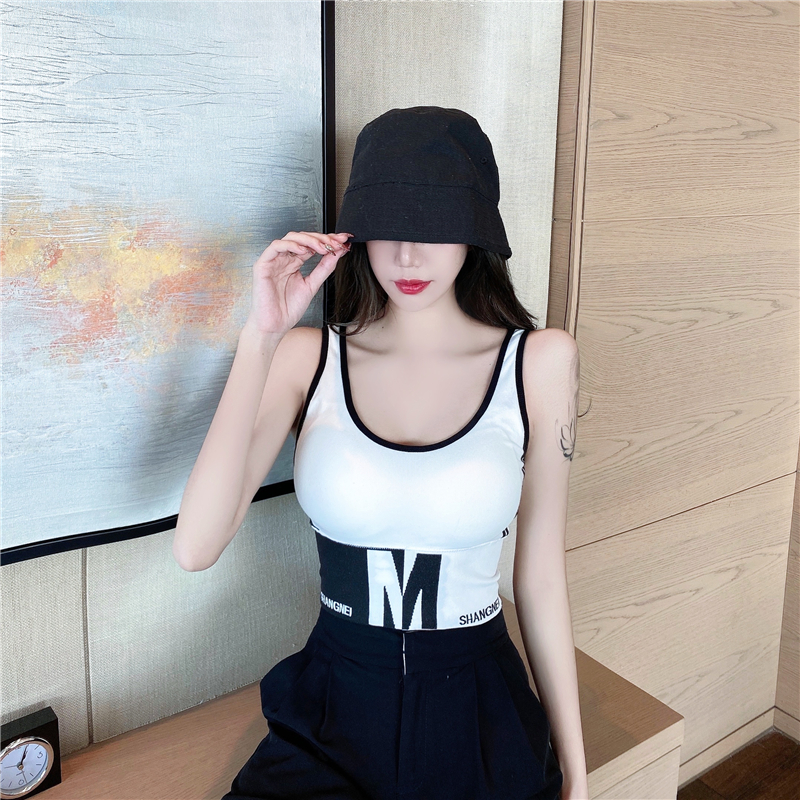 Real shot real price ~ leisure sports Han Fan knitted suspender with chest cushion, vest bottoming, sleeveless top