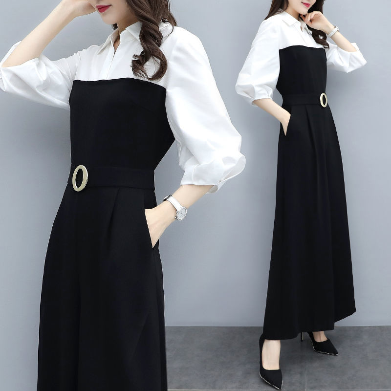 Black Jumpsuit women's 2020 summer new Korean casual style Romper pants spring and summer sunscreen Wide Leg Pants Set