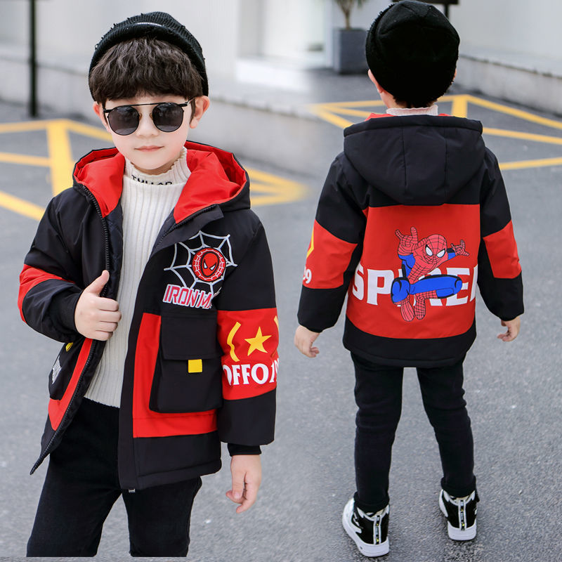 Children's wear boy's coat autumn and winter middle thick Baby NEW Plush thickened windbreaker children's foreign style winter coat fashion
