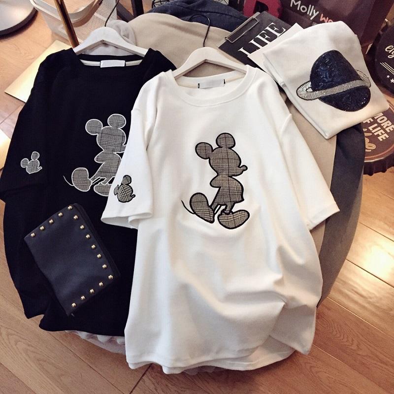 Mickey short sleeve T-shirt women's 2020 new Korean ins fashion versatile cartoon embroidery loose half sleeve age reducing clothes