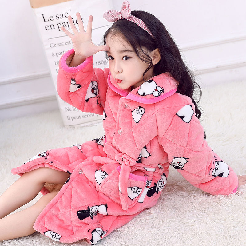 Girls' flannel children's bathrobe
