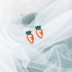 Real shot 925 silver needle Korean cute cartoon carrot Earrings