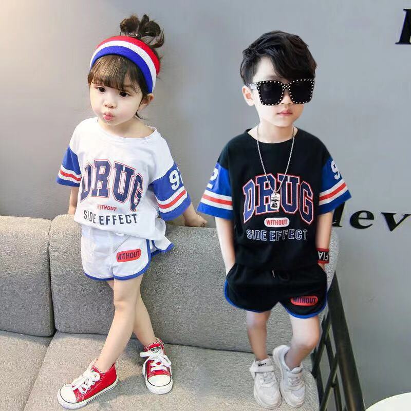 Children's summer suit 2020 new short sleeve suit boys' summer two piece set pure cotton baby clothes