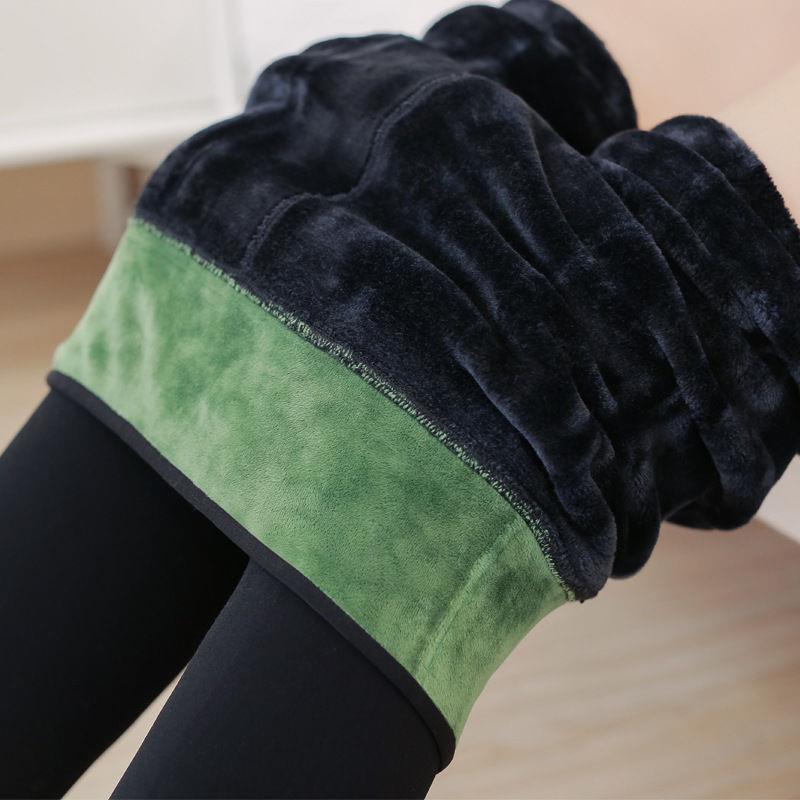 350-550g winter nylon waist protection leggings, plush and thickened one-piece pants, high waist warm pants for women
