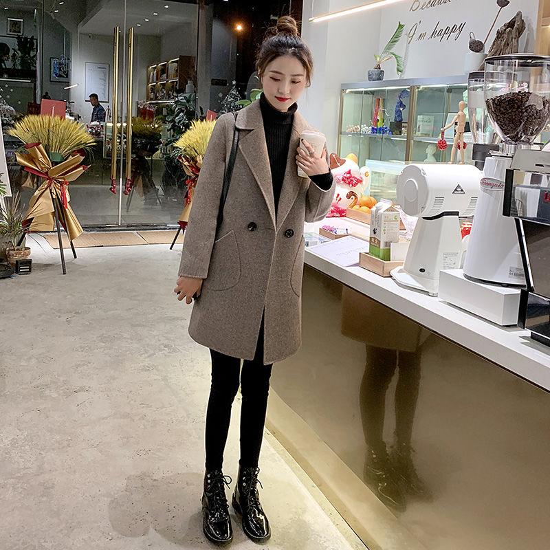 [thickened and cotton] small woolen coat women's middle and long 2020 new Korean Short woolen coat