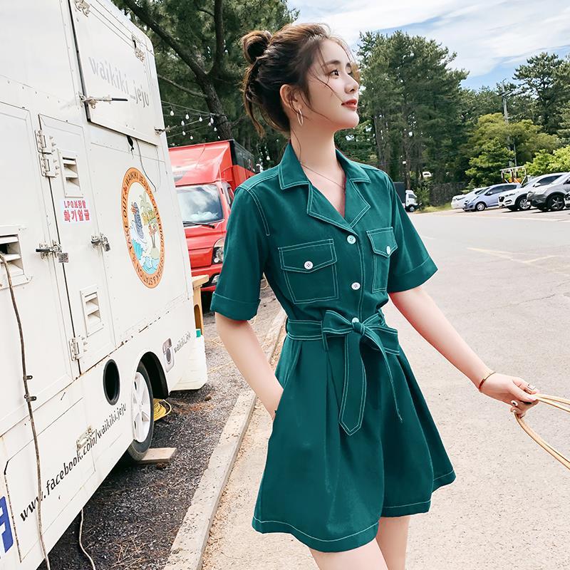 Frock Jumpsuit shorts women 2020 new summer and Korean student high waist slim casual Jumpsuit