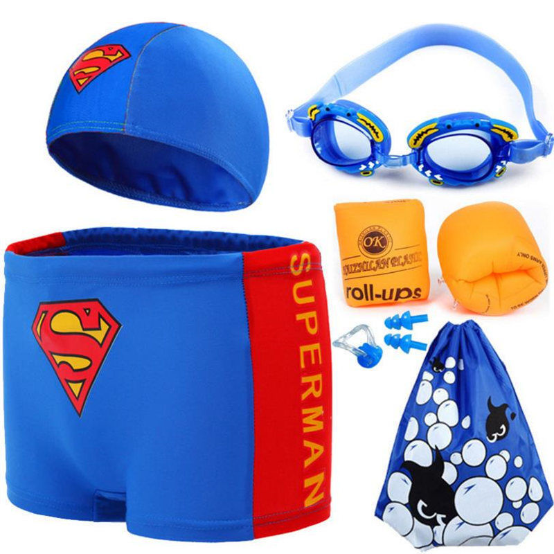 Children's swimming trunks boys' flat corner swimsuit swimsuit Hooded Baby Swimsuit Boys' split swimsuit middle and large children's swimsuit