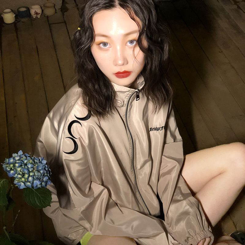 Double layer student's stormsuit female Korean version BF Harajuku loose and strange girl's coat cool girl's summer street student