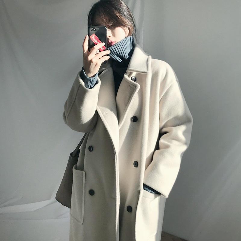 Autumn winter woolen coat woman 2020 new autumn and winter medium length woolen coat