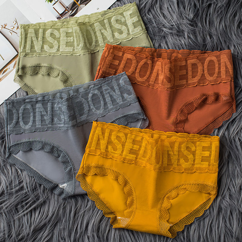 2 / 3 / 4 pair underwear female pure cotton crotch antibacterial Student Korean version middle waist lace edge sexy girl Triangle pants head