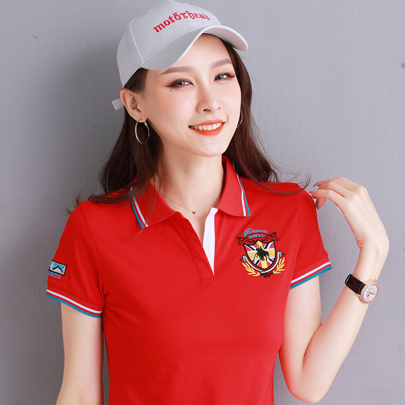 High quality 95 cotton polo shirt women's 2020 new summer women's wear collar sports loose Casual Short Sleeve T-Shirt