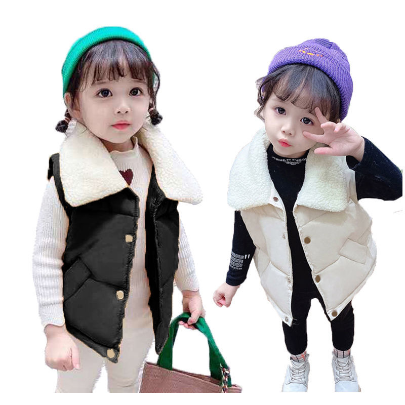 Autumn and winter children's down cotton vest stand collar thickened boys and girls vest baby spring and autumn children's cotton padded collar