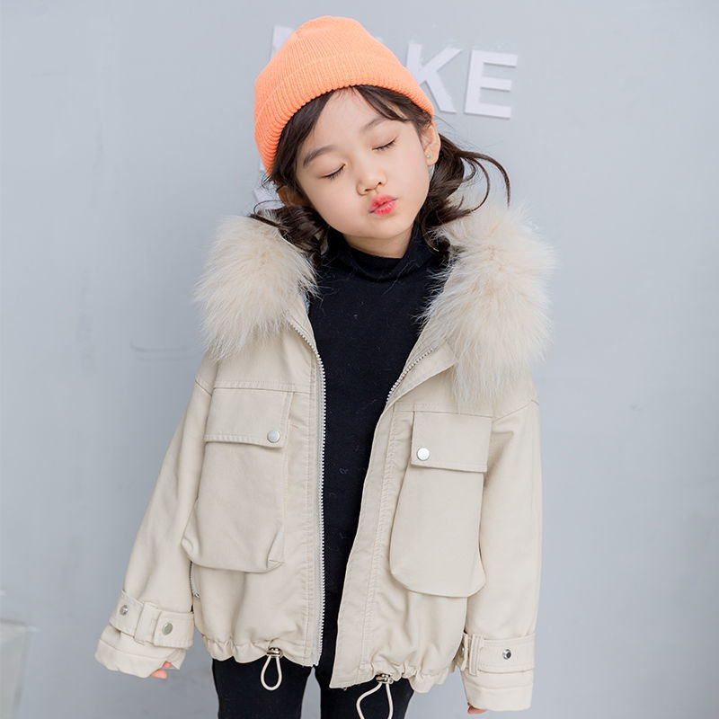 Girl's coat Plush 2020 new style children's net red foreign style girl's Parka autumn winter thickened big children's windbreaker