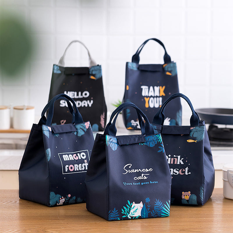 Thickened aluminum foil thermal insulation bag large lunch box bag for students at work with meals portable sailcloth bag waterproof thermal insulation cold storage bag